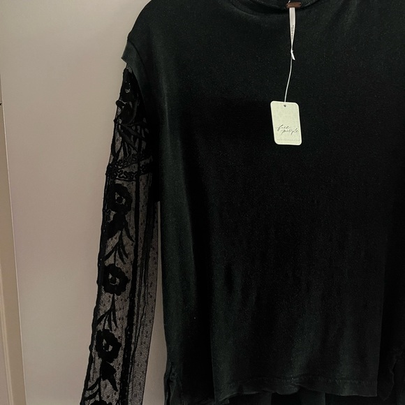 Never been worn! With tags. Black Free People lace long sleeve t-shirt. - Picture 1 of 3